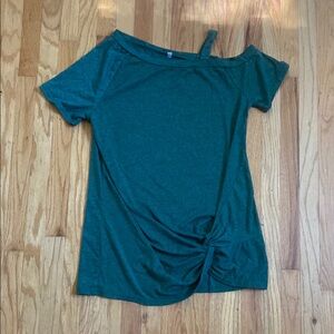 Green Asymmetrical Cut Out Blouse